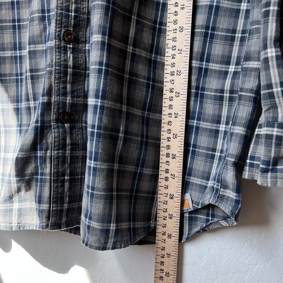 Carhartt Workwear Shirt Large Blue Gray Button Up Long Sleeve Cotton Mens - Picture 6 of 9